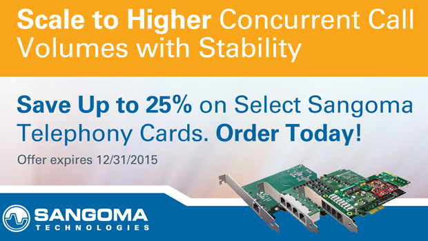Scale Up and save up to 25% on Sangoma Telephony Cards